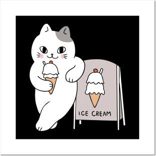 ice cream cat Posters and Art